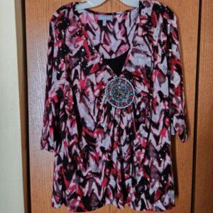 Women's Essental Top 0X Red , Black and White so pretty